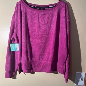 NWT Women’s Seadoo Pink Terry Cloth Long Sleeve Sweater Size XL